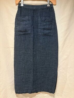 Eskandar textured linen delave skirt